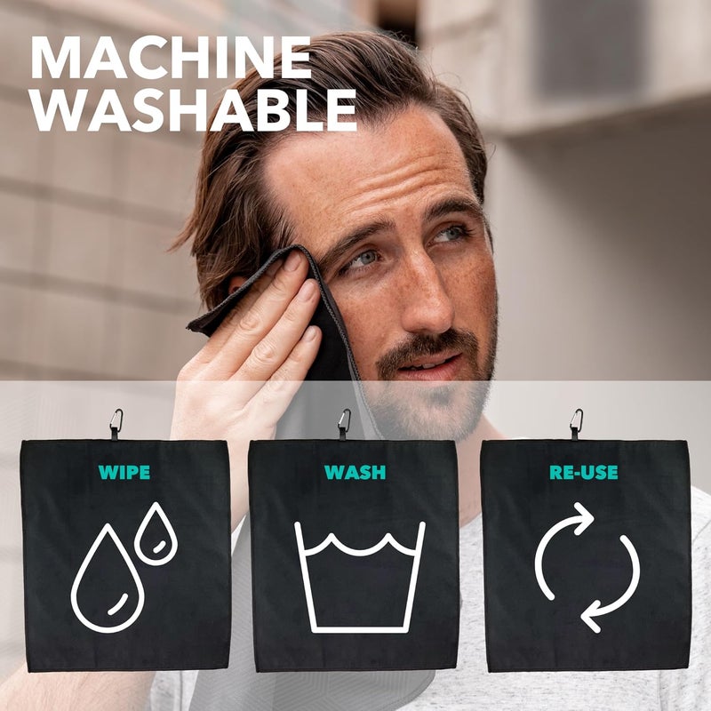 Sweatblock Microfiber Sweat Absorbing Handkerchiefs for Face Hands and Body 15x15 Inch 3 Pack Black Reusable and Machine Washable Towels for Gym Sports Workouts Travel or Daily Use for Men and Women - Image 3